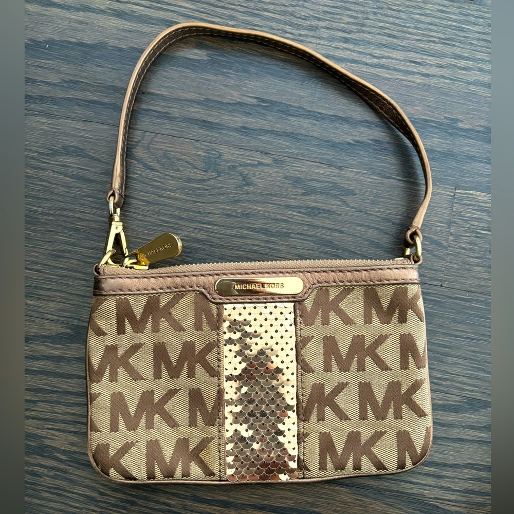 MICHAEL Michael Kors Mini Gold Sequins Patterned Shoulder Bag.